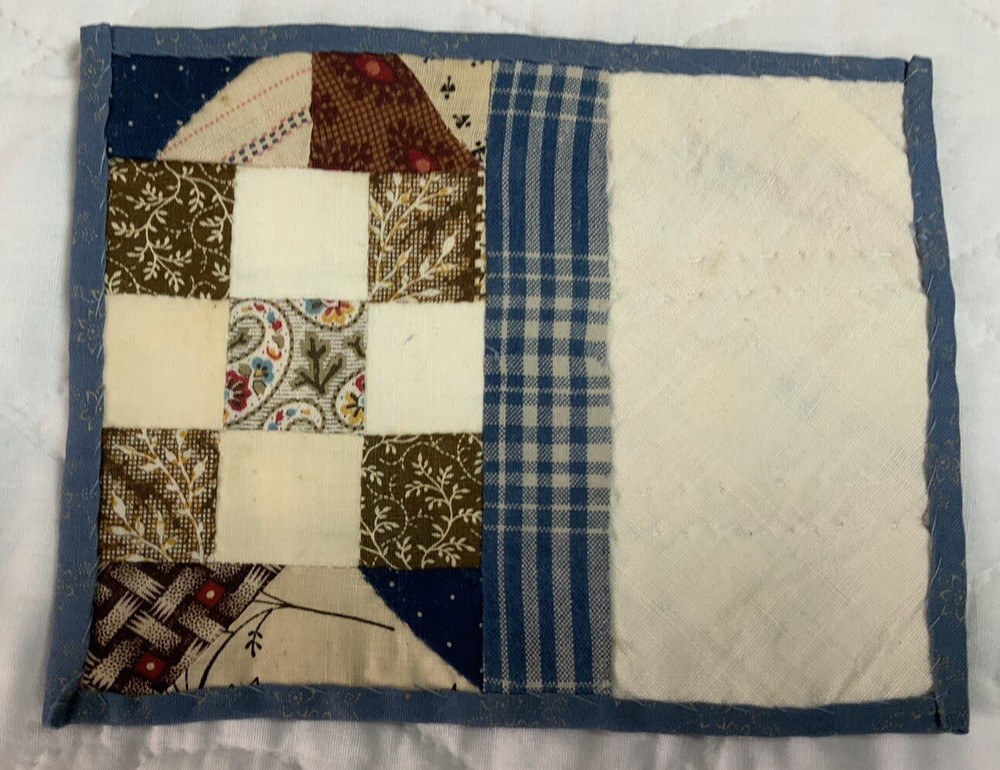 Vintage Antique Quilt Table Topper, Small, Patchwork Quilt Pieces, Nine Patch