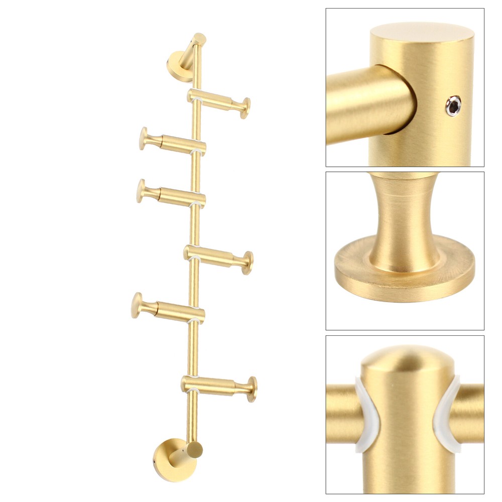 6 Hooks Wall Mounted Coat Rack Hat Rack Robe Clothes Hanger Height Adjustable