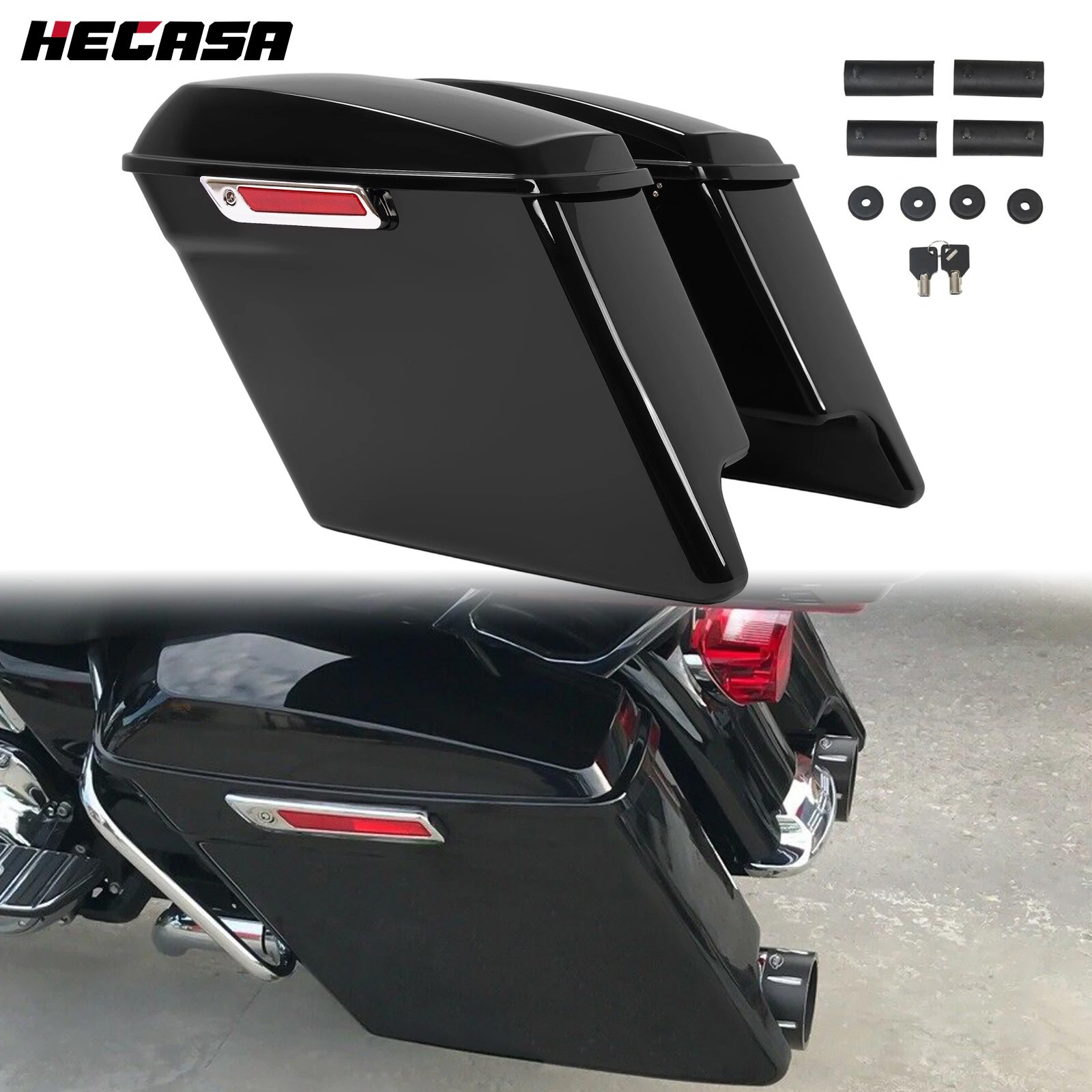 5" Stretched Saddlebags Saddle Bag For Harley Davidson Street Road Glide 2014-24