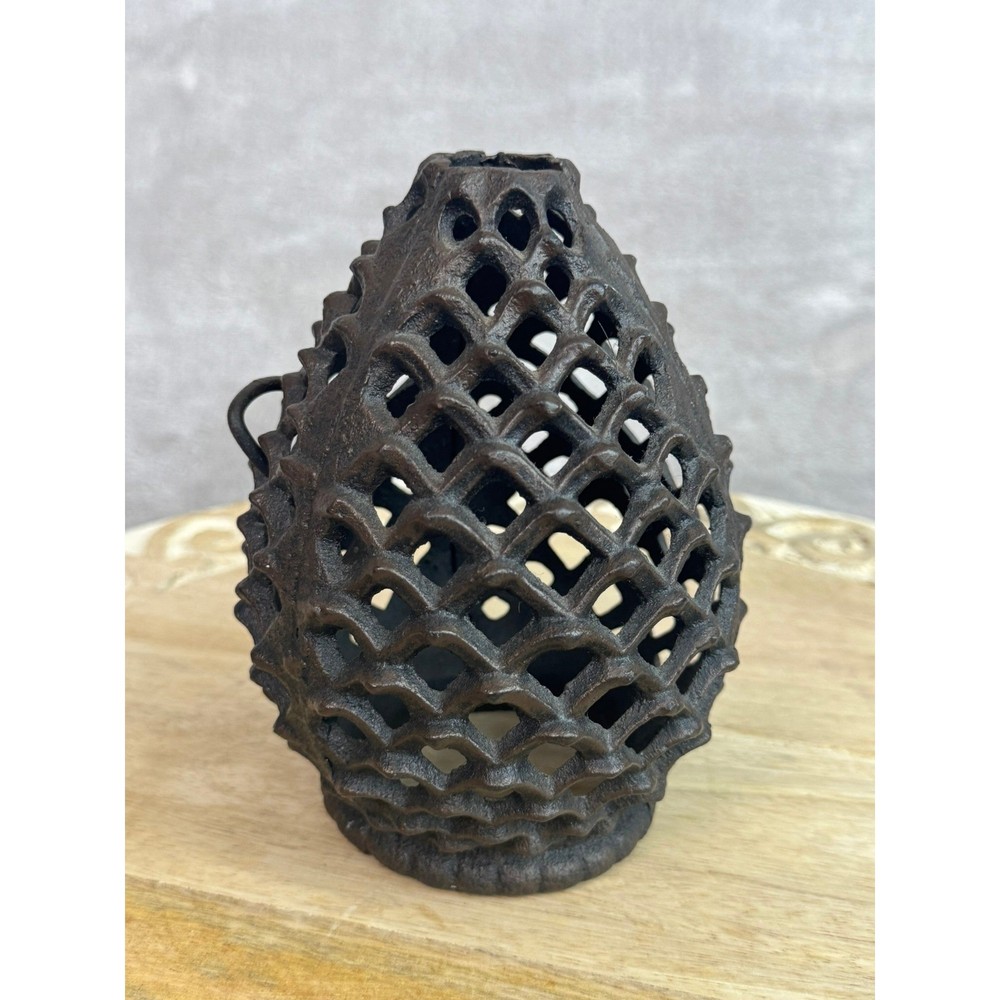Cast Iron Pinecone Lantern Candle Holder Rustic Farmhouse Decor