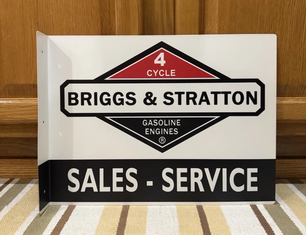 Briggs Stratton Flange Sign Double Sided Sales Service Vintage Style Wall Decor