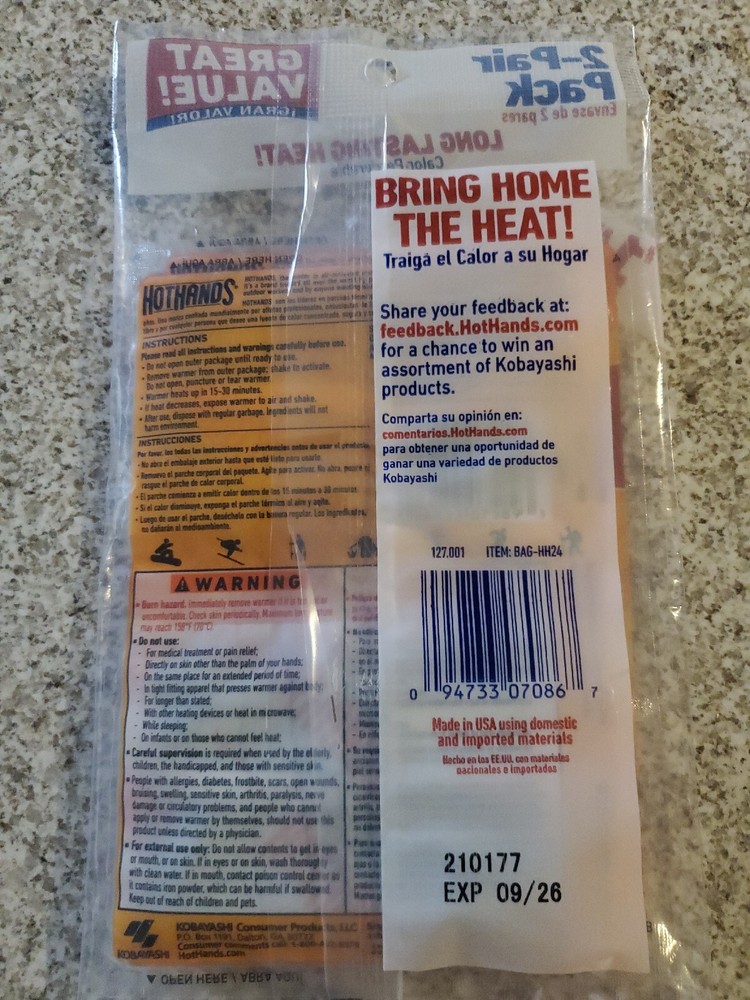 Hot Hands Hand Warmers 2 Pair Pack