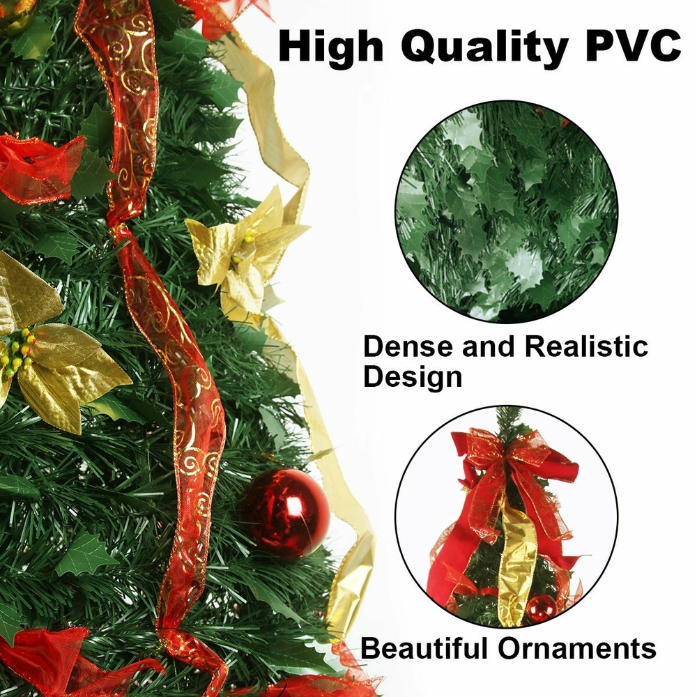 Pull up Christmas Tree Pre Lit with 200 LED Lights 6FT Pop up Christmas Tree USA
