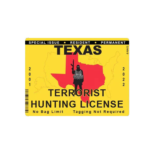 Texas Terrorist Hunting Permit Sticker Decal