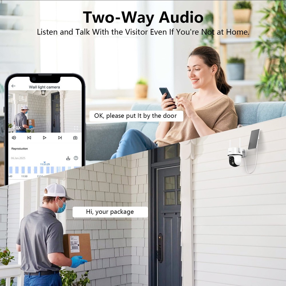 Wansview 2K 3MP Dual-Cam Solar Wireless Security Camera 360°PTZ Human Detection