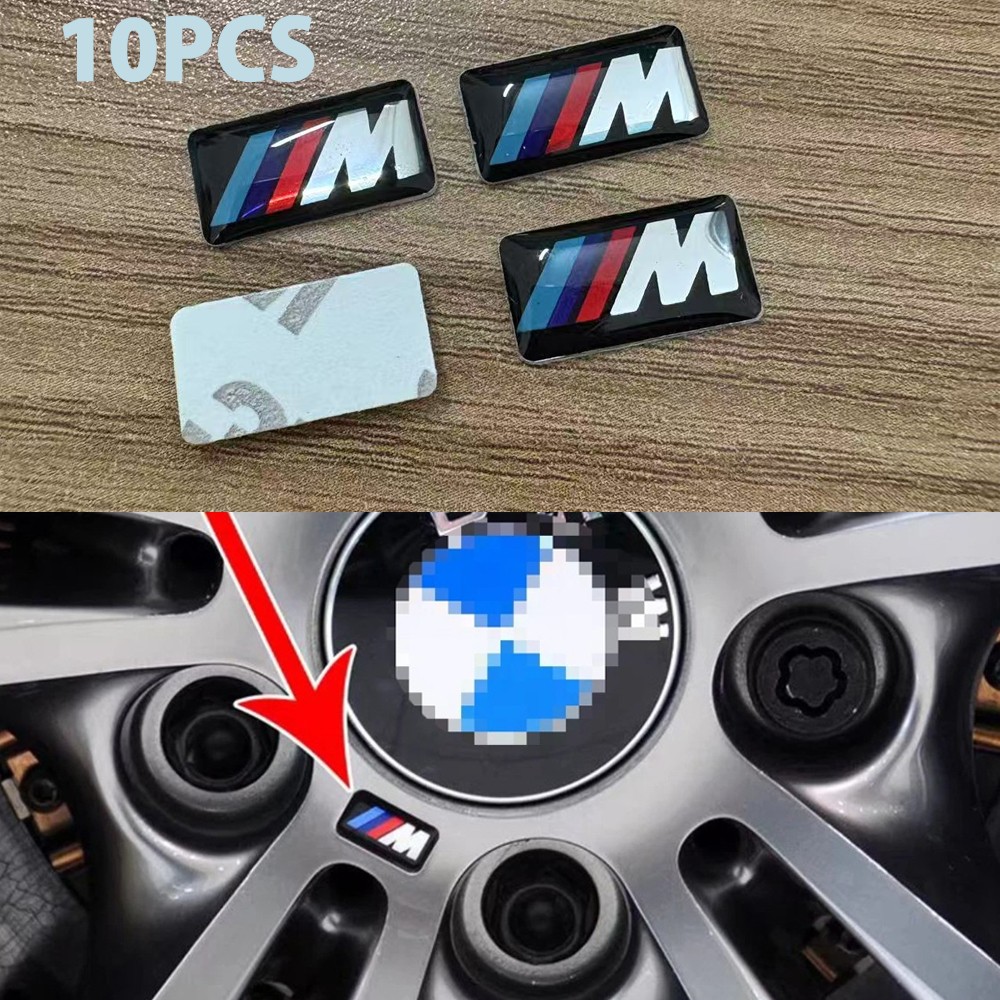 FOR BMW WHEEL M BADGE STICKER EMBLEM Decorative DECAL 17MM X 9MM 10PCS