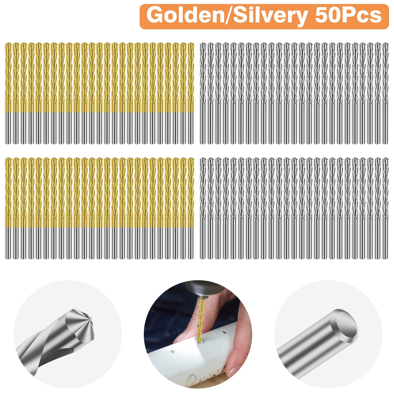 50pcs 1/8 Inch Drywall Cutting Out Bits Spiral Saw Tip M2 HSS Drywall Router Bit