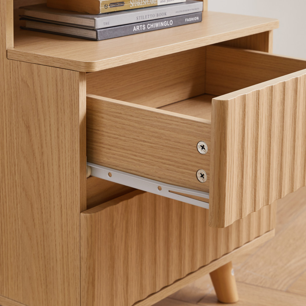 Modern Bedside Table with Gun Drawer,Bedside Table with Charging Station