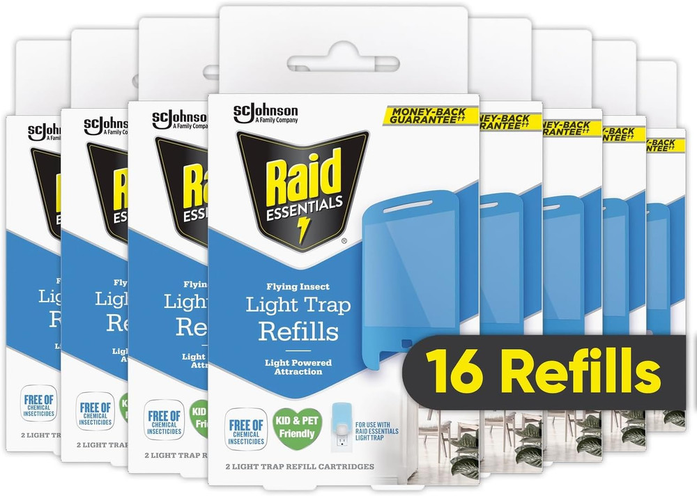 Raid Essentials Flying Insect Light Trap Refills, 16 Light Trap Refill Cartridge