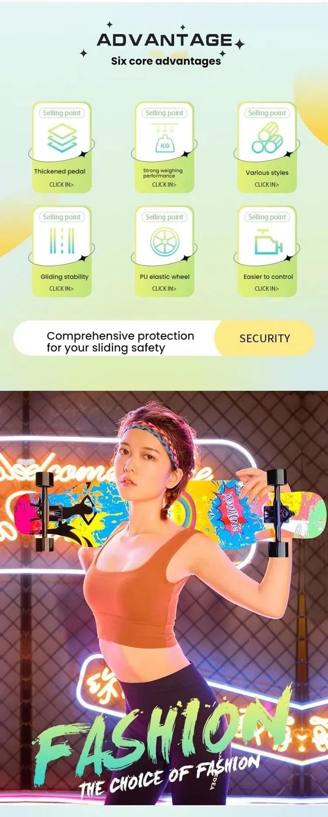 Customizable Patterns Supported， ProfessionalGrade AllRound Longboard，42Inch ...