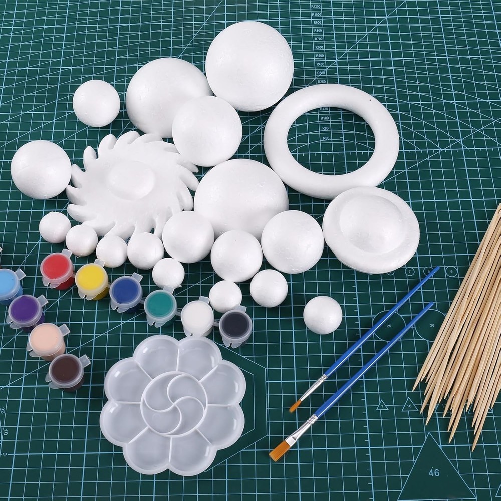 FFchuanhe 72 Pcs Solar System Model Foam Balls Kit Includes medium, White