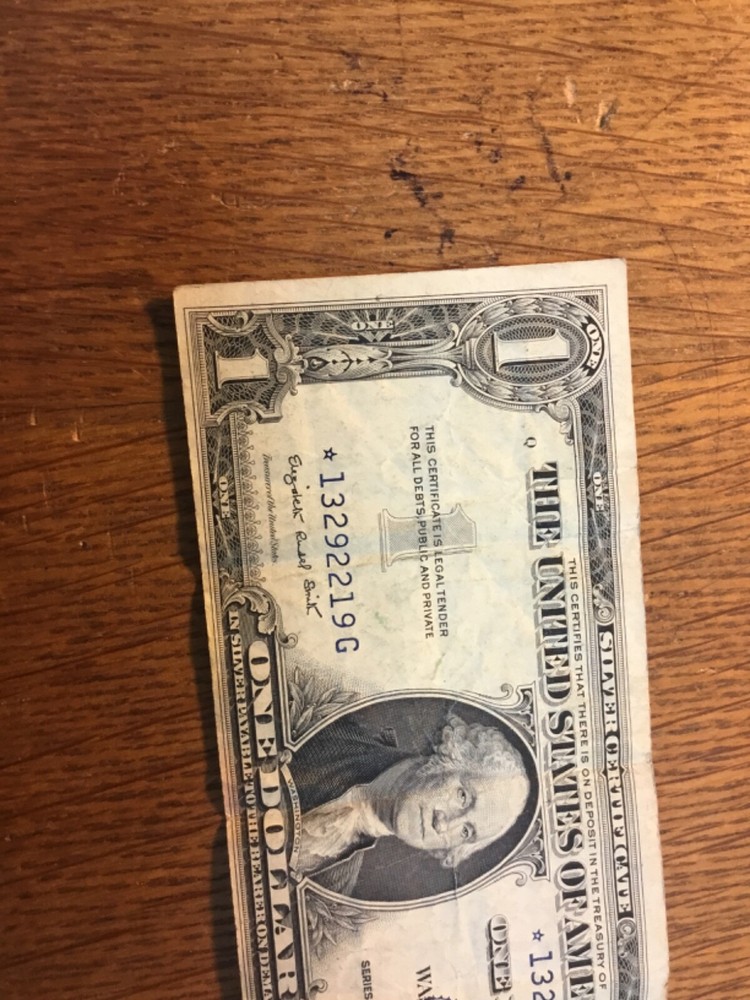 STAR note 1935-G $1 NOTE SILVER CERTIFICATE WASHINGTON ONE DOLLAR BILL