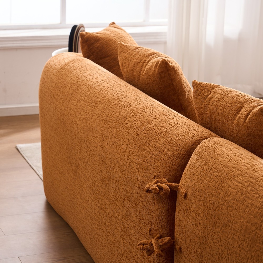 L-Shape Sofa w/ Curved Chaise, 30D High-Density, Modular Chenille, 900lbs Cap