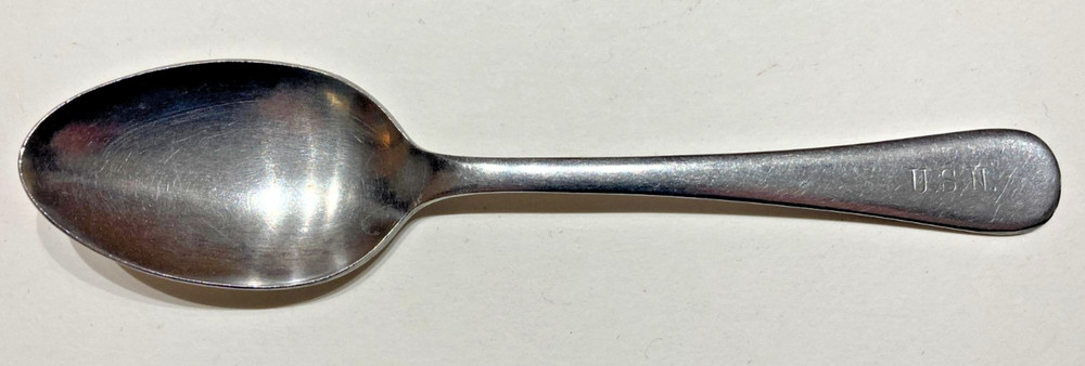 WW2 USN Soup Dinner Spoon Vintage Stamped Reed & Barton Stainless