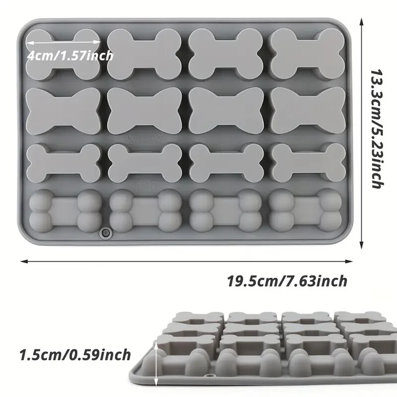 3pcs, Silicone Bone 16 Cavity, 4 Bone Shapes, Reusable, Non-Stick