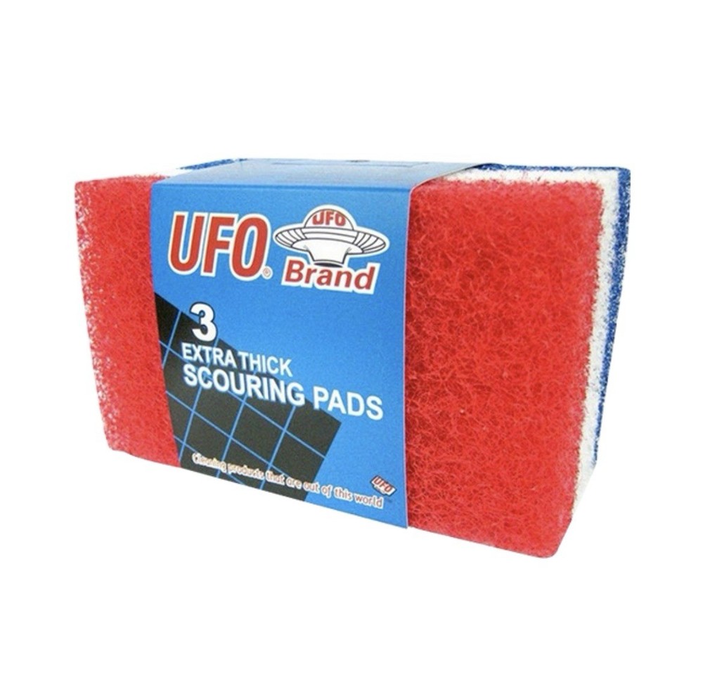3 EXTRA THICK SCOURING PADS - RED, WHITE, & BLUE
