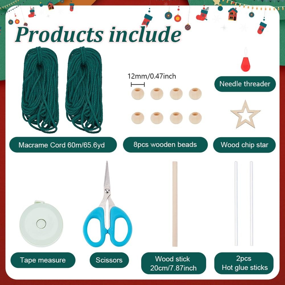ACRNIGHEET DIY Macrame Christmas Tree Medium, Blackish Green