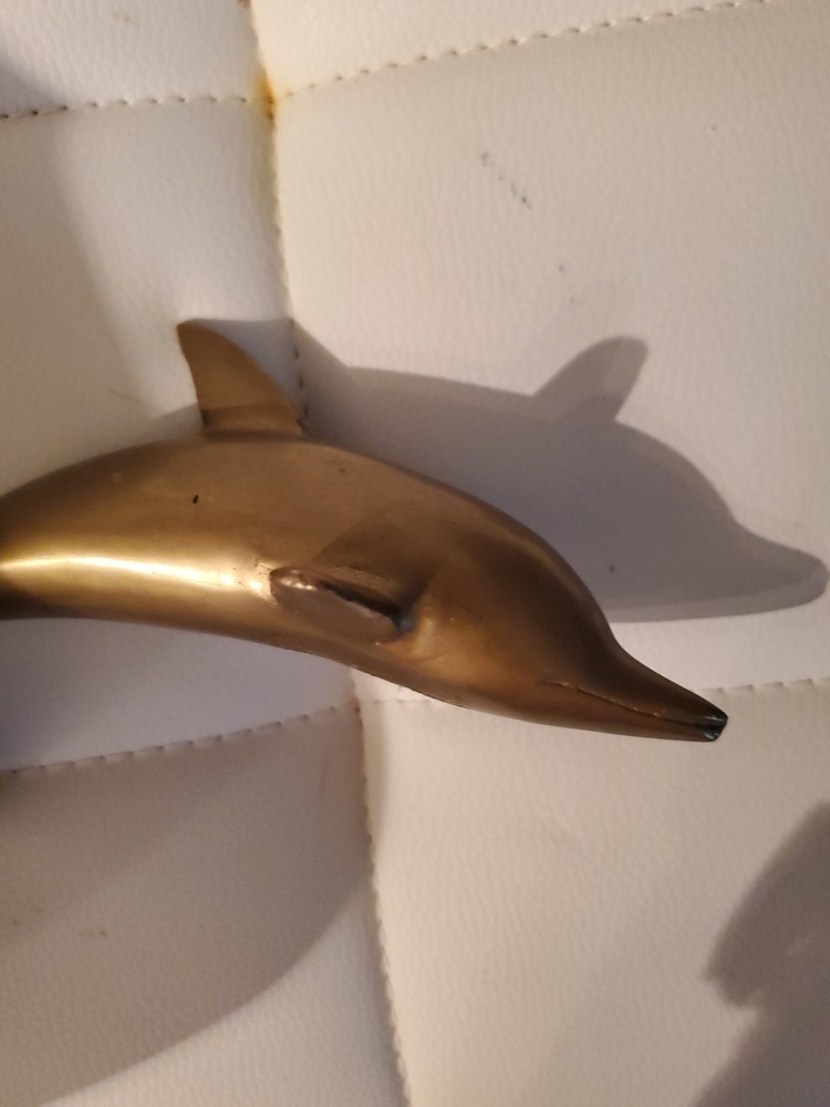 Vintage solid brass dolphin doorknocker 7.5"