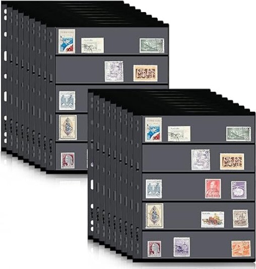 10 Sheets 5 Rows Stamp Collection Album Pages with Standard 9 Holes Binder