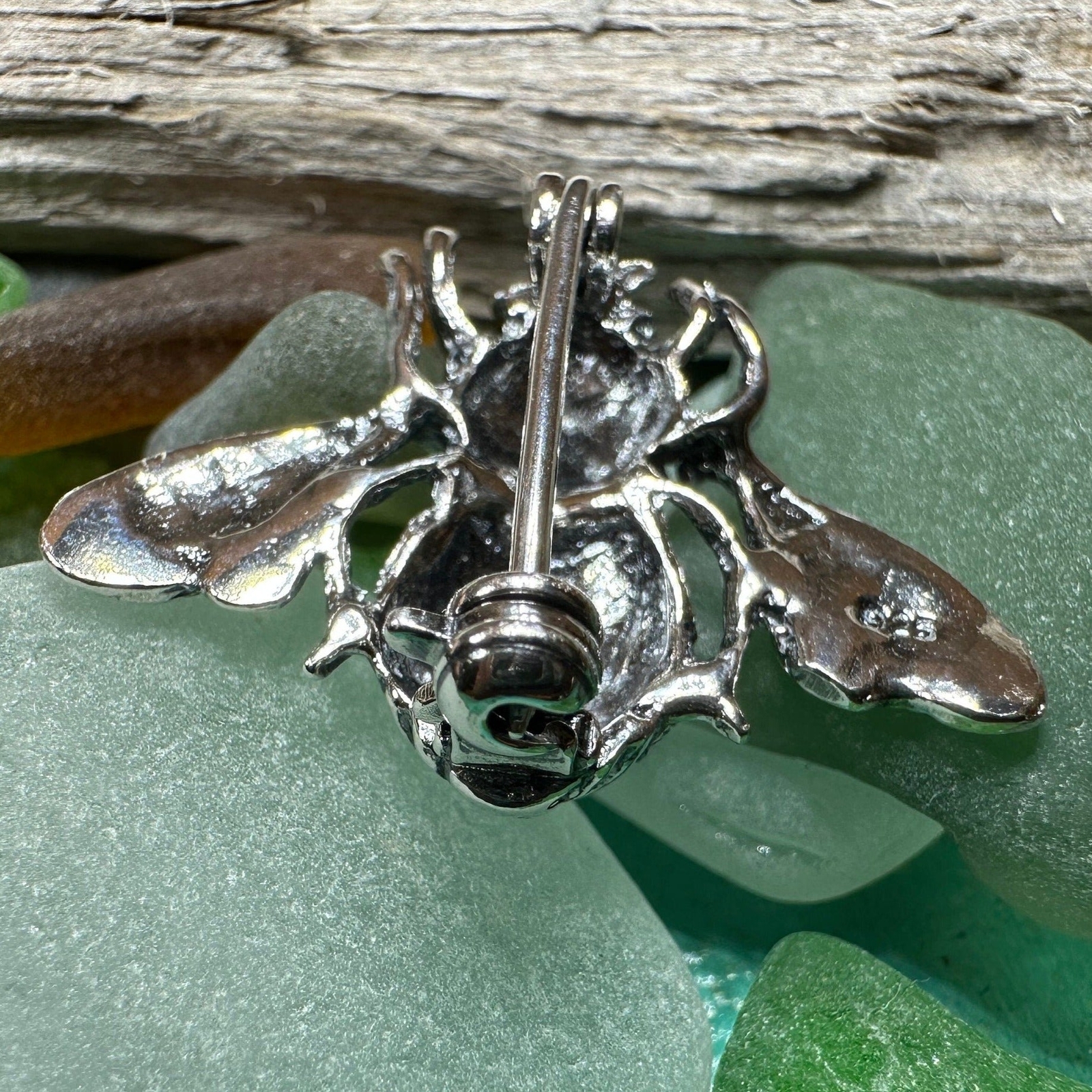 NEW Solid Sterling Silver Realistic Bee Booch Ladies Insect Pin 925