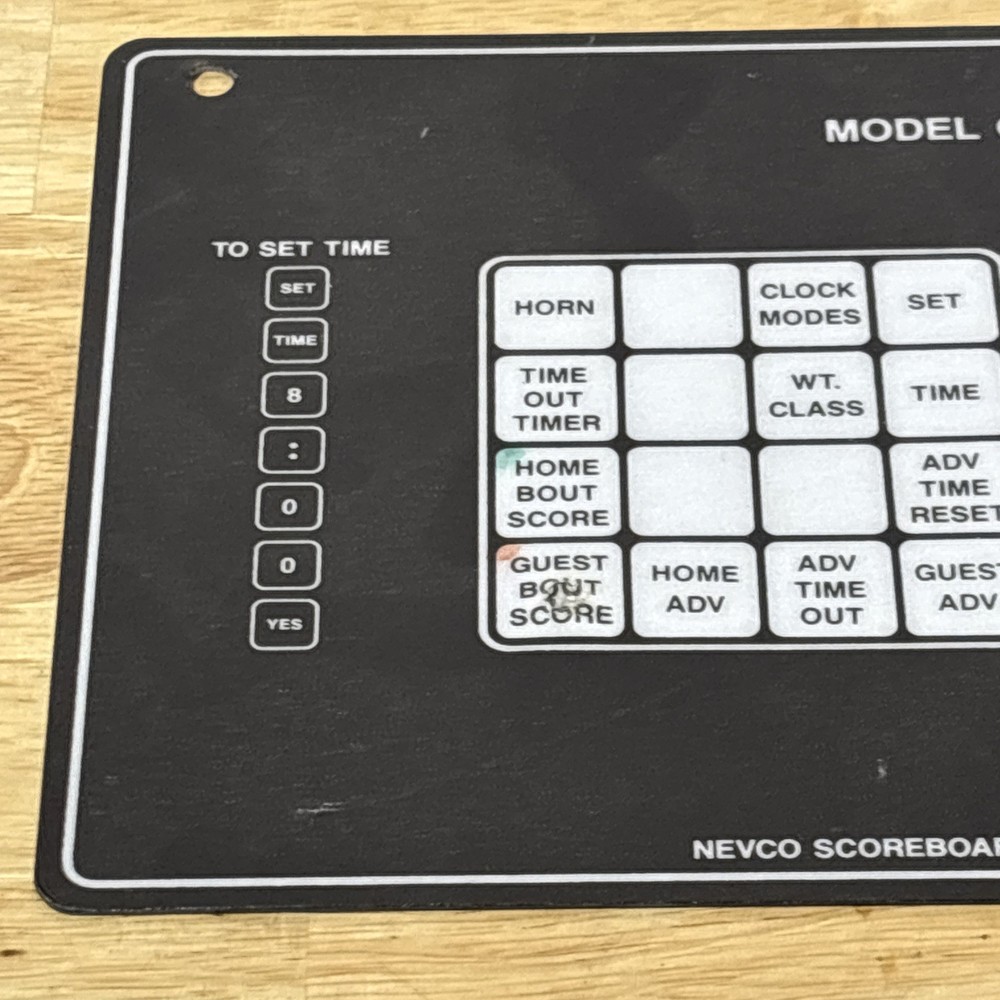 Nevco Scoreboard Controller Operator Wrestling ? Button Overlay Model 222-2583
