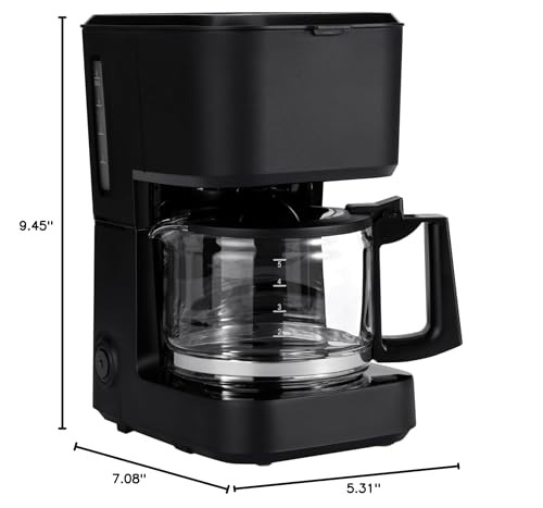 Amazon Basics 5 Cup Drip Coffee Maker with Glass 5-Cup, Matte Black