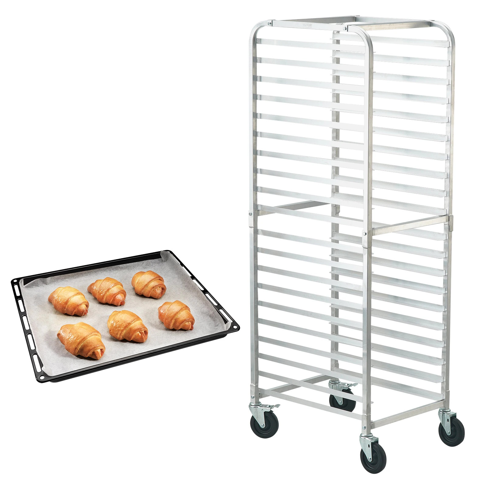 10/20 Sheet Bun Pan Rack Bakery Racks with Brake Wheels Aluminum Racking Trolley