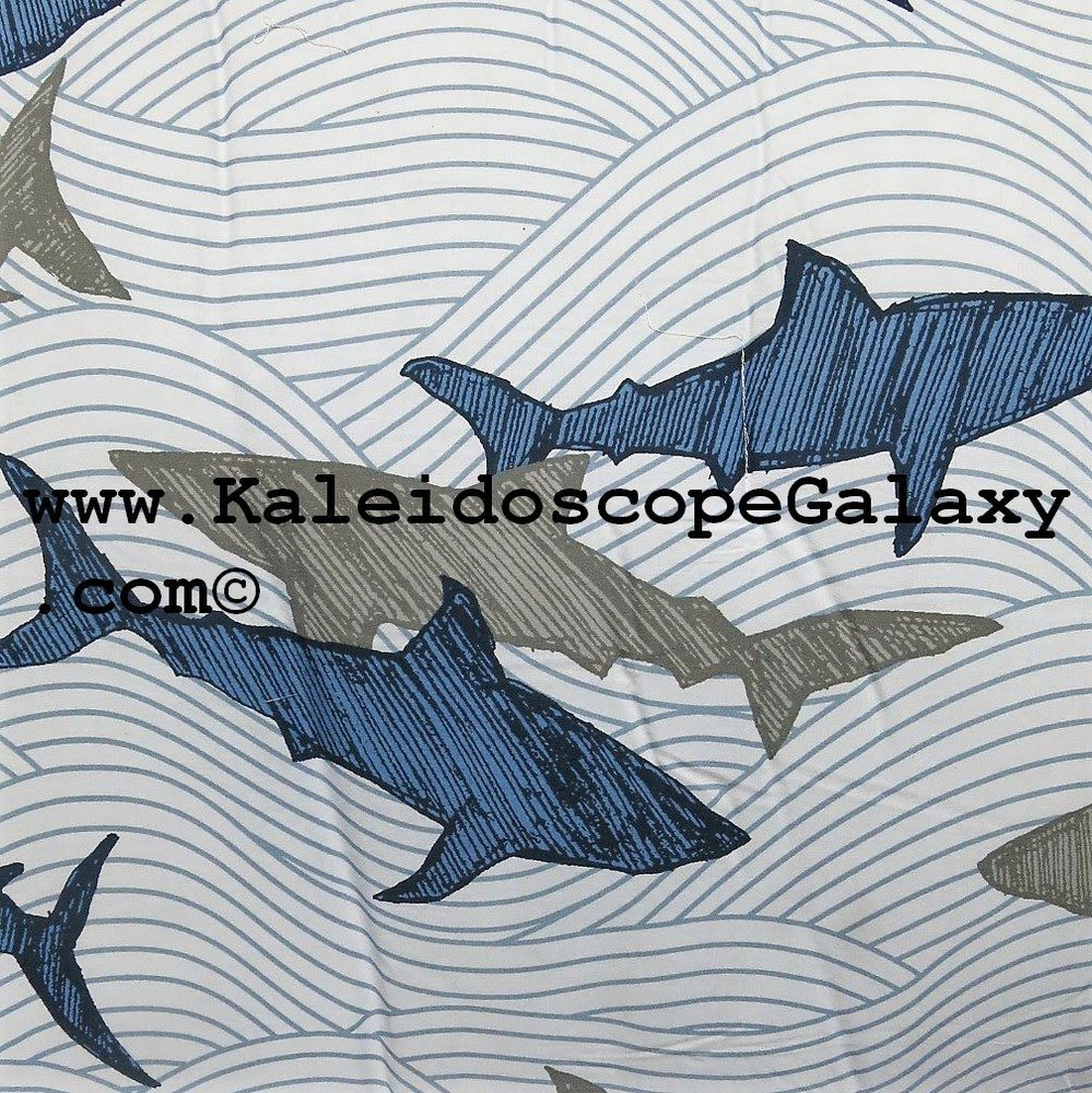 SHARK 9pc FULL/QUEEN COMFORTER ~ BLUE GRAY WHITE SHARKS ~ SHEETS