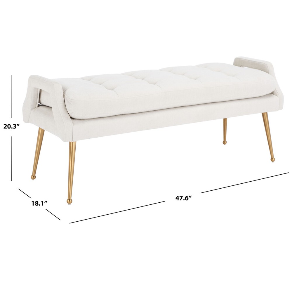 SAFAVIEH Everdeen Bench | Light Grey / Gold |