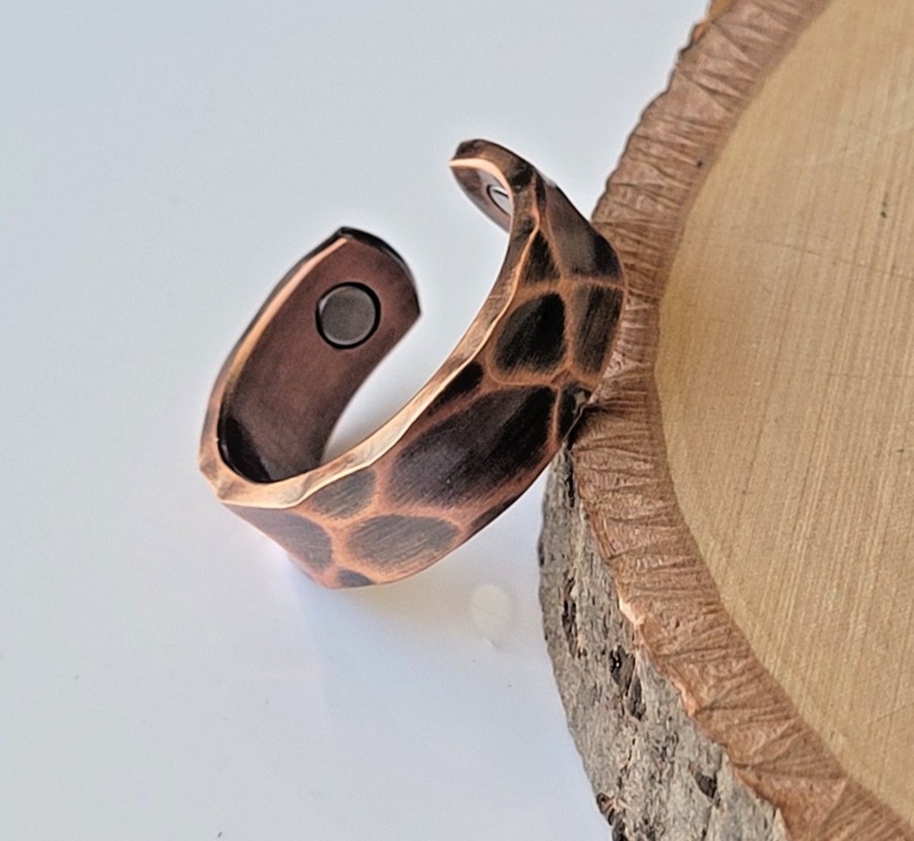 Pure Copper Magnetic Ring - Solid Copper Arthritis Adjustable Ring Hammered