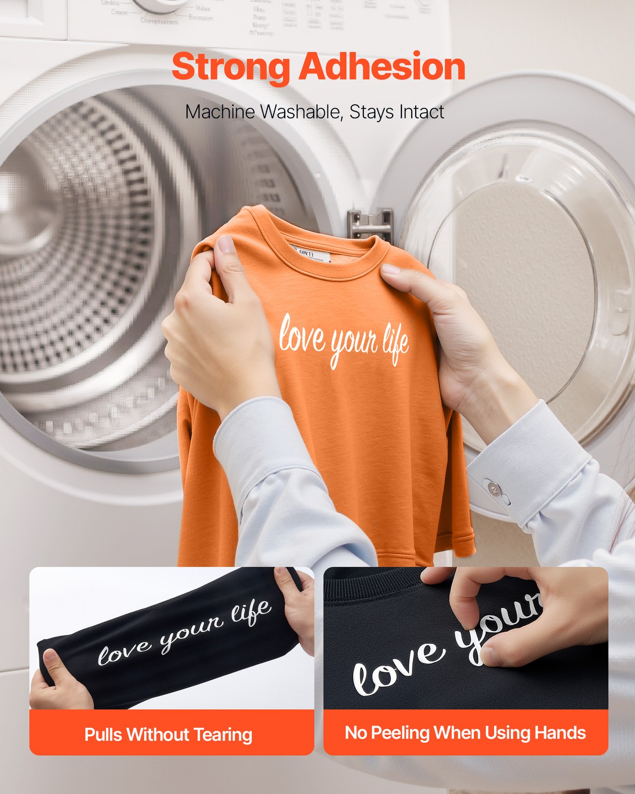 VEVOR Heat Transfer Vinyl HTV Iron on Vinyl Roll 12 in x 25 ft Glossy White