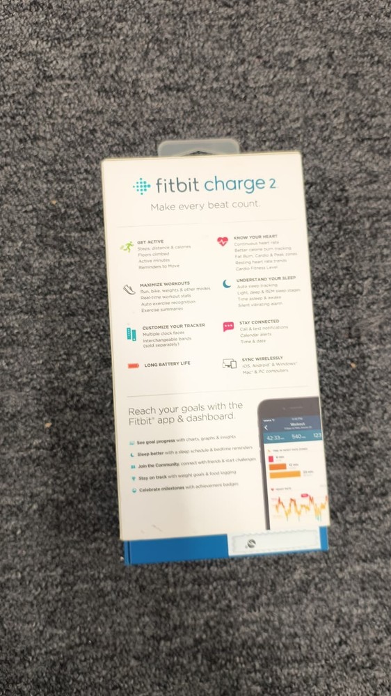 Fitbit Charge 2 Activity Tracker - Black (FB407SBKL) - Used , G2