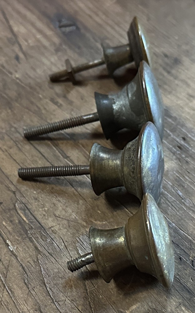 DS-196–FOUR (4) Antique Different Brass Plated Drawer Cabinet Pulls Knobs