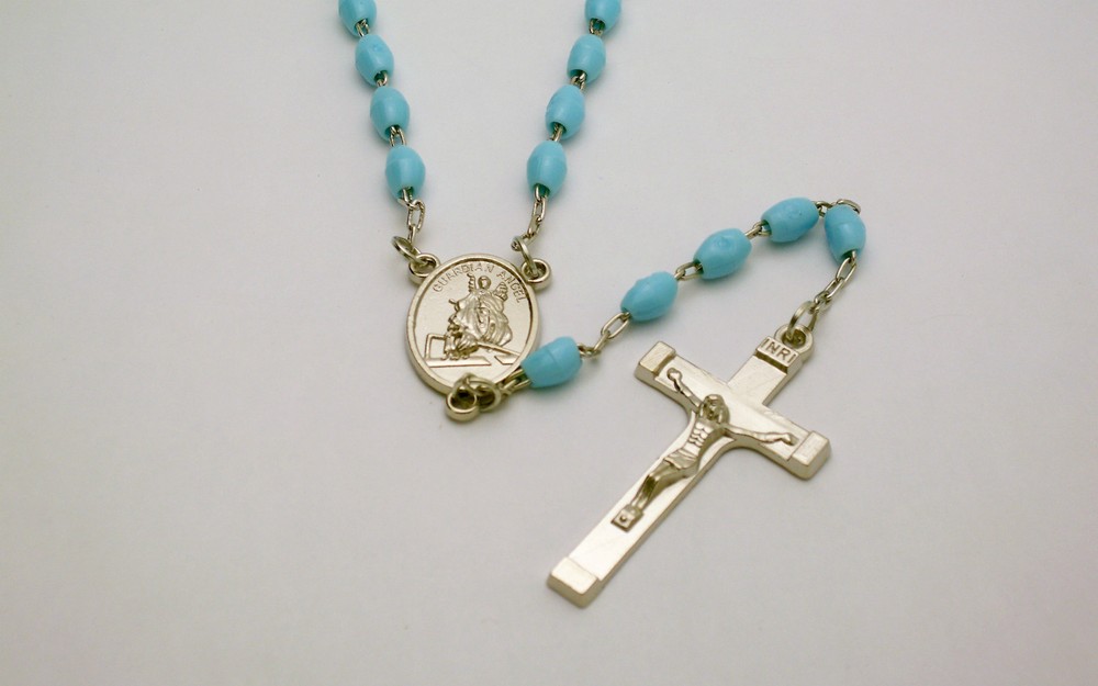 Boy's Blue Guardian Angel Rosary Beads