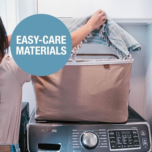 Collapsible Laundry Basket LUXE – 60 L (16 Gal) 2 Pack Cream Herringbone