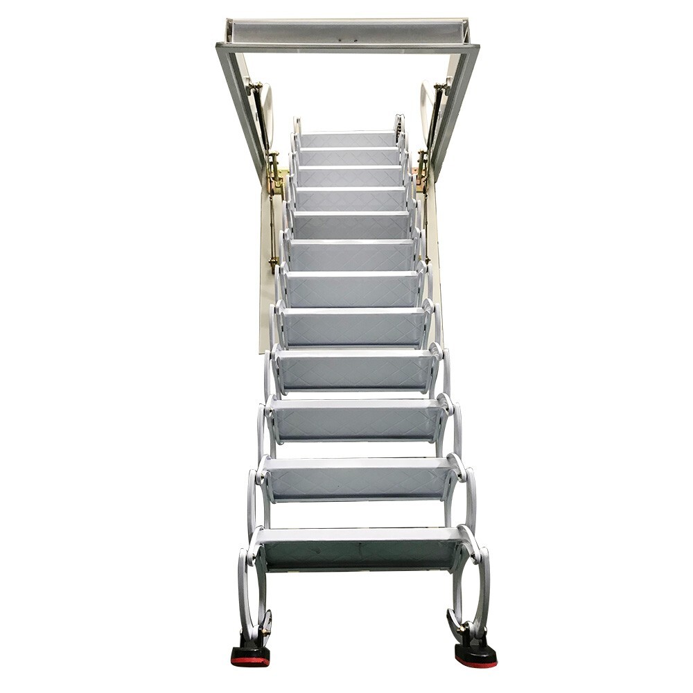 12 Steps Attic Ladder Pull Down System, Carbon Steel Attic Ceiling Folding Ladd