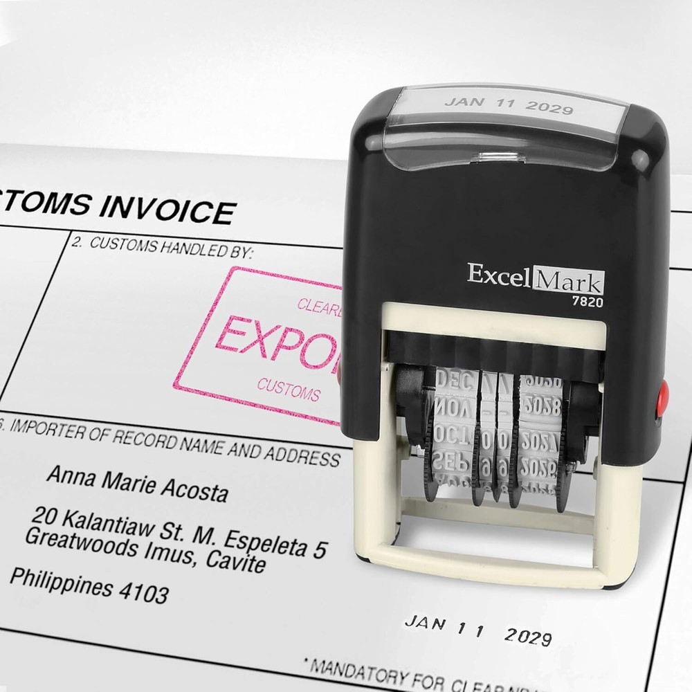 ExcelMark 7820 Self-Inking Rubber Date Stamp-(Black Ink)