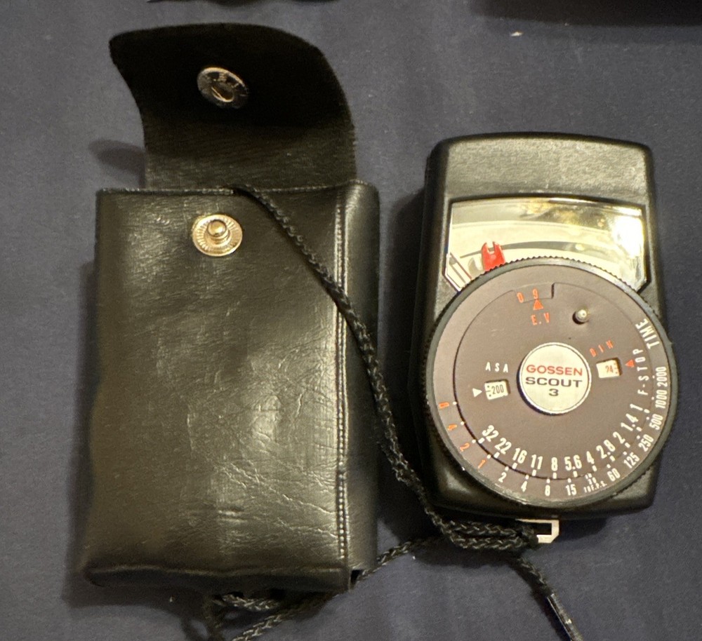 Gossen Scout Light Meter, black, w/Case & Strap, Original Box & Instructions