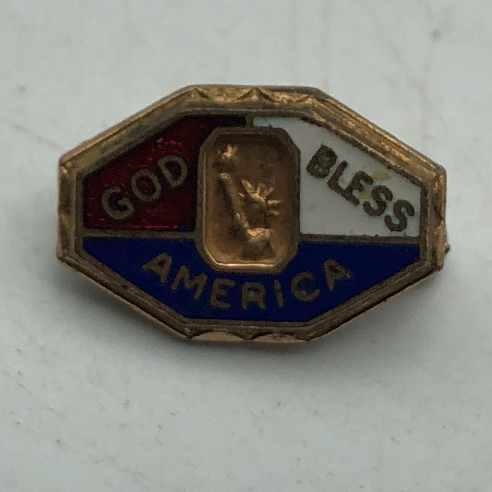 God Bless America 1923 Lady Liberty Vintage Enamel Lapel Pin