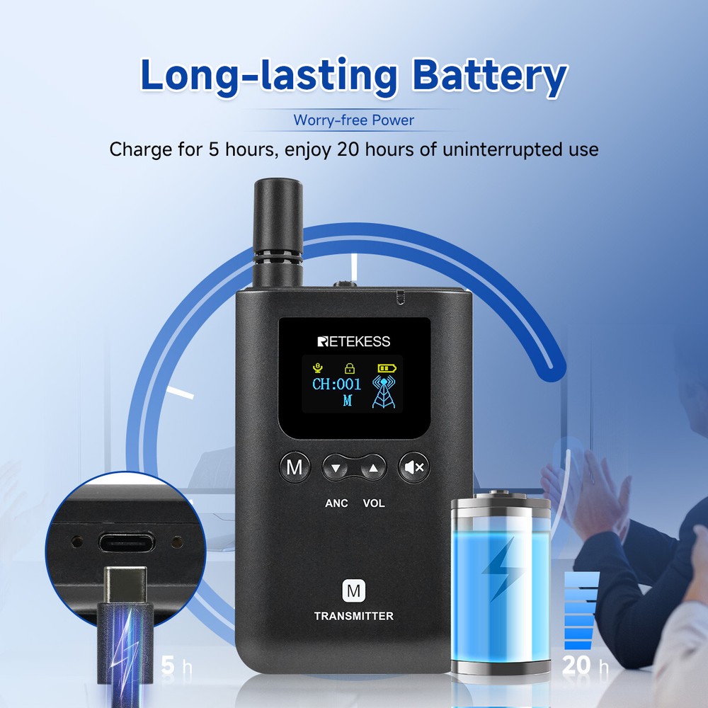 TT129 Tour Guide System,3 Transmitter Support Triple Simultaneous Speaking 328ft