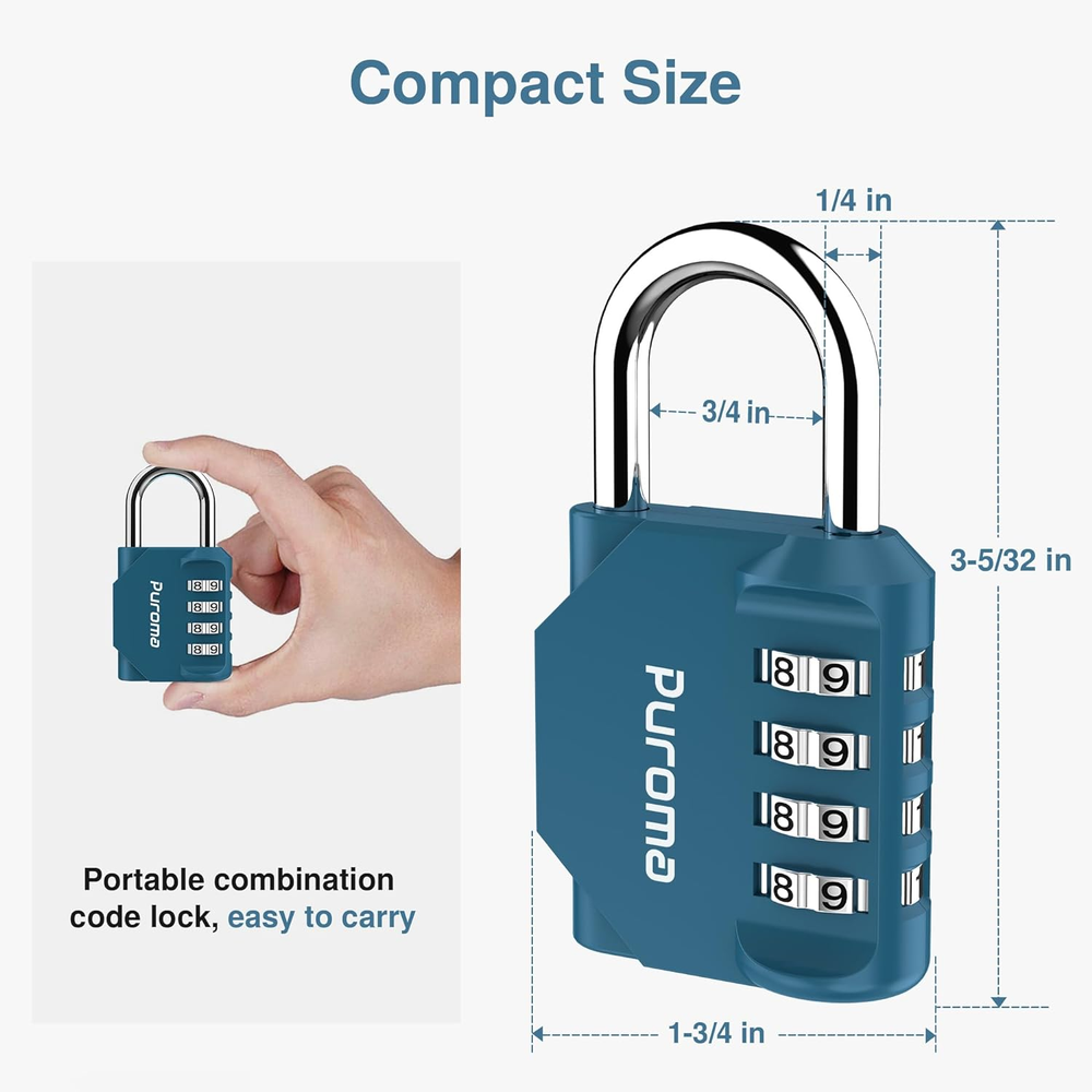2 Pack Combination Lock 4 Digit Locker Lock Outdoor Waterproof Padlock for Schoo