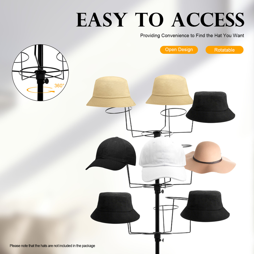 Hat& Cap Display Rack Retail Hat Cap Rack Rotating Spinner Stand 7 Tiers