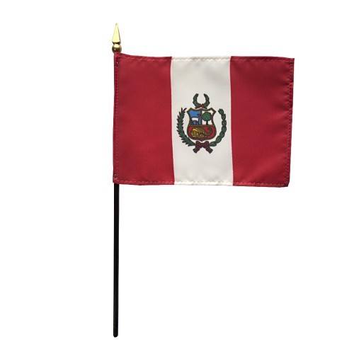 Peru Polyester Miniature Tabletop Desk Flag 4" X 6" (12 Pack)