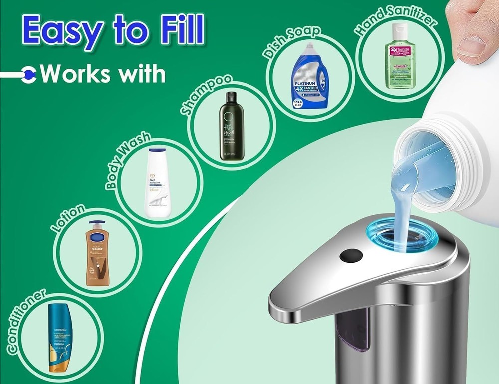 Infrared Automatic Touchless Liquid Soap Dispenser 3 Adjustable Levels Control