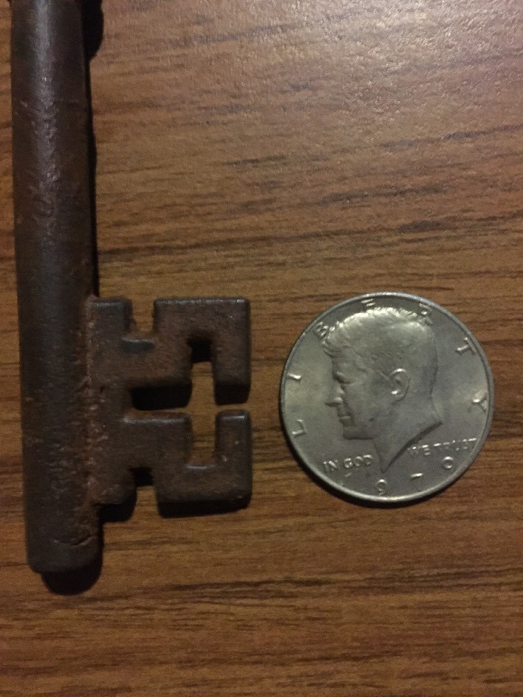 Victorian Master Door Cast Iron Skeleton Key HUGE Cathedral Patina Collector DAM