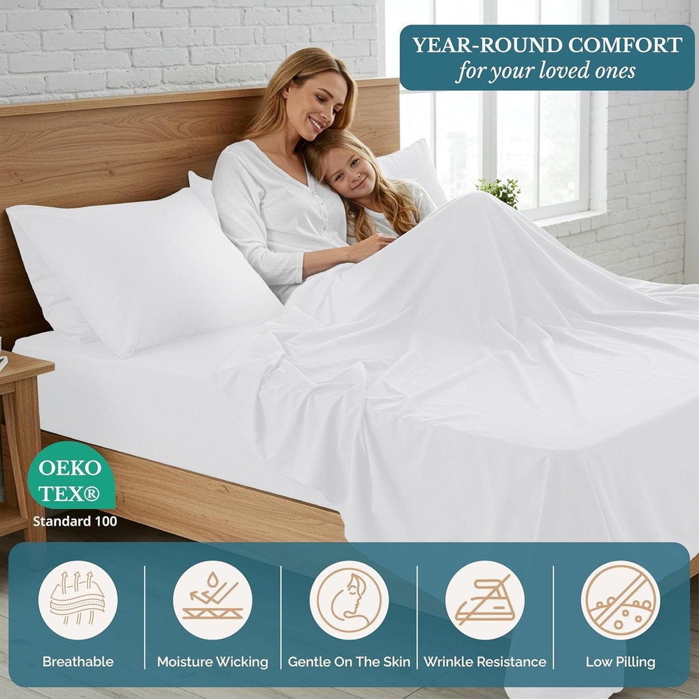 Double Sheet Set, 100% Brushed Microfiber Pre-Wash Double Sheet Set