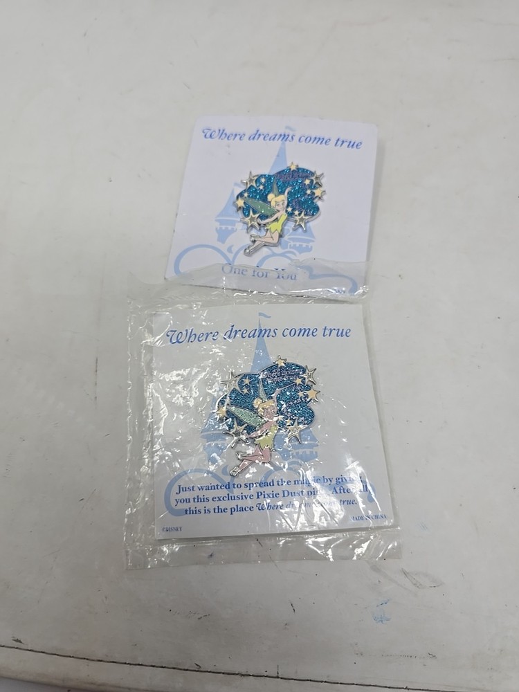Disney Pin Tinkerbell "Where Dreams Come True" Pixie Dust 2 Pin Set