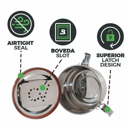 CVault 2LITER Humidity Control Airtight Stash Metal Container+ Boveda Humidipack