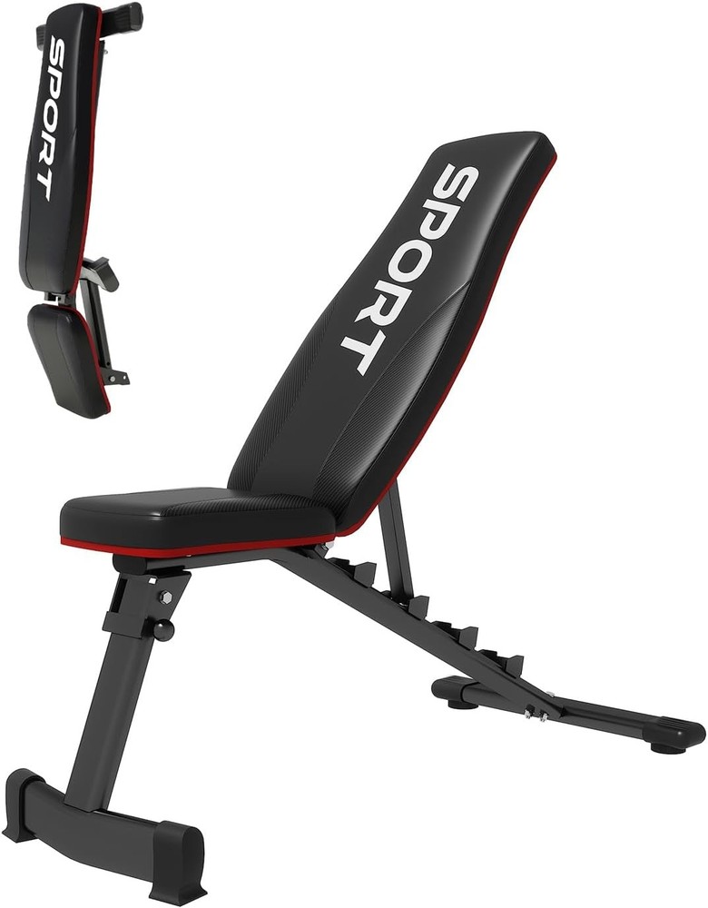 Adjustable Weight Bench Sit Up Bench Foldable Workout Bench with 5 Backrests