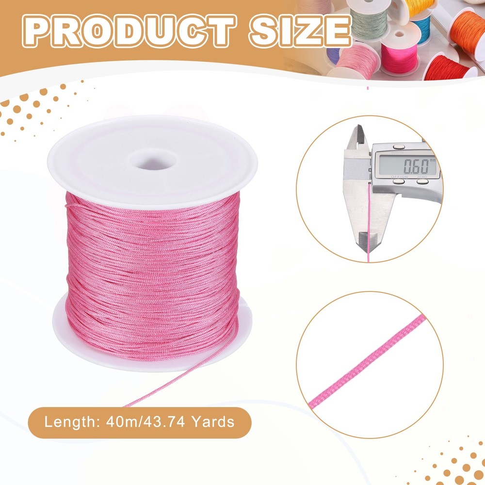 0.6mm Nylon String for Bracelets, 44 Yards Nylon Beading Thread(Pink)